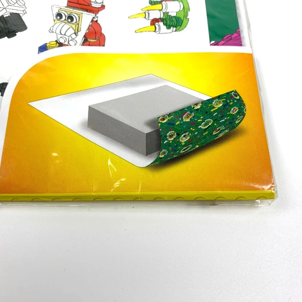 LEGO Christmas Holiday Wrapping Paper 2 Sheets Blue Green‎ Snow Globe Stickers